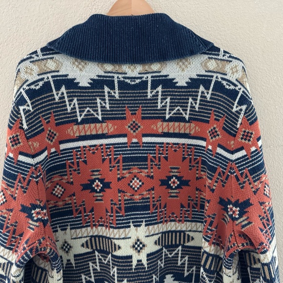 Lucky Brand Southwestern Shawl Cardigan Sweater Mens XXL 100% Cotton Western - Picture 10 of 13